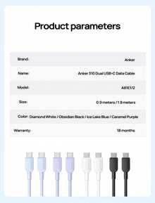 anker A81E USB-C Data Cable, Durable Braided Material, Supports 100W PD Fast Charging, High-Speed Data Transmission, Suitable For Charging A Variety Of Electronic Products, Stable Charging And Transmission Performance, Black - Black - View 11