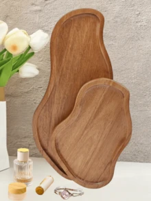 1pc Peanut Shaped Sandalwood Tray, Multi-Functional Jewelry Tray & Vanity Organizer, Elegant Makeup Tray For Perfume And Cosmetics, Vintage Farmhouse Style Decor Plate For Desserts, Snacks, Fruits, Tea Party, Home Decor, Wedding Gift, Holiday (Christmas, Halloween, Thanksgiving) Party Decoration, Boutique Shelf Accent, Daily Practical Display - Brown - View 12