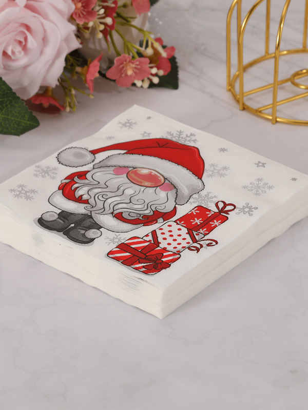 5 Stück Servietten mit Weihnachtsmann Cartoon Motiv, speziell entworfen für Bankette, Feste und Partys, geeignet für den Heimgebrauch, alkoholfrei. Stil und Farbe sind zufällig.