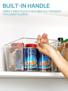 1 pezzo Vtopmart Contenitori di stoccaggio impilabili trasparenti con coperchi - Grandi, organizer in plastica con maniglie per cucina, dispensa, bagno e altro - Salvaspazio, facili da pulire, organizzatori e contenitori per la cucina