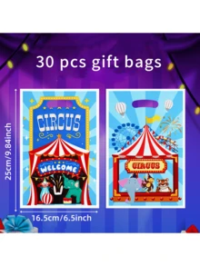 30/50pcs Circus Carnival Theme Gift Bags, Plastic Gift Tote Bags (Decorated With Monkey, Elephant, Panda, Tiger Etc. Animal Patterns), Circus Theme Gift Packaging Bags, Carnival Party Favor Bags, Birthday Party Decor, Wedding Supplies, Bridal Shower Favor, Baby Christening Favor, Wedding Favors, Baby Gifts, Party Decorations, Party Favor Bags, Small Size Gift Bags, Gift Distribution Bags, Gift Packaging Supplies - Circus - View 7