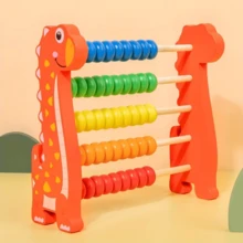 1 pieza Abaco de dinosaurio de dibujos animados y conejo, abaco de madera de 5 cuentas adecuado para el aula, cuentas de colores para matemáticas educativas, herramienta de conteo, regalo educativo de matemáticas preescolares con tabla de multiplicar - Multicolor - Ver 12