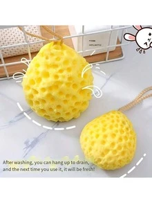 A Honeycomb Bath Ball, Bathroom Sponge Bath Ball, Soft, With Excellent Water Absorption, Produces Rich Foam, Bubble Bath Ball, Yellow And Purple Bath Ball; A Cute Bath Ball Full Of Youthful Vigor; Soft And Delicate Body Cleaning Balls; Suitable For Bathing And As A Gift - Multicolor - View 4