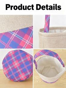 Custom Name Halloween Trick Or Treat Bag, Halloween Candy Basket, Halloween Candy Sack, Halloween Gingham Basket, Personalized Halloween Bag Name, Trick Or Treat Gift Packaging Bags, Halloween Gifts, Halloween Decorations, Day Of The Dead Packaging Bags, Halloween Theme Party Gift Bags, Custom Gingham Candy Bag For Kids, Halloween Decoration, Halloween Gift, Christmas - Multicolor - View 5