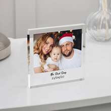 1 pièce Décoration photo acrylique personnalisée, personnalisation de photo et de texte, histoire d'amour, photo de famille, cadeau de la Saint-Valentin, animal de compagnie, personnalisation de photo de nouveau-né, décoration de chambre et de salon, anniversaire de mariage, cadeau d'anniversaire, cadeau de Noël