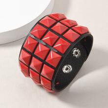 New Fashion Punk Leather Bracelet Unisex Cuff Adjustable Rock Style Wristband Jewelry For Men Women Gifts - Blue Black - View 7