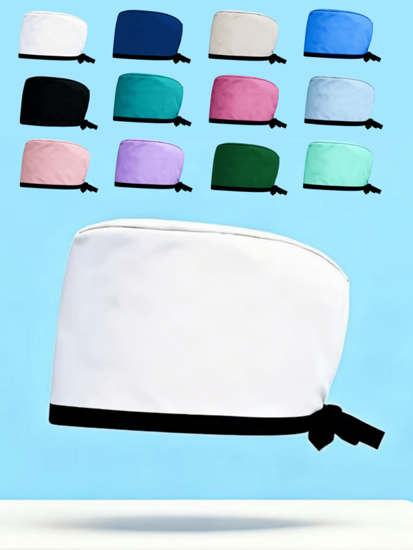 1pc Women's Polyester Solid Color Tie-Up Design Work Cap/Nurse Cap, Antimicrobial And Dust-Proof, Suitable For Nurses, Medical Staff, Cleaners, And Housekeepers