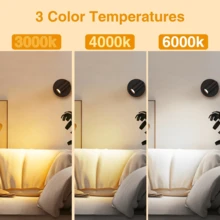 1 Stück LED wiederaufladbare Wandleuchte, magnetischer Scheinwerfer, dimmbare Malerei Beleuchtung, Nachttischlampe, Augenpflege Schlafzimmer Nachtlicht, kabellos ohne Bohren, 360° drehbar mit Touch-Steuerung, mit 2000mAh Lithium-Akku, nicht wasserdicht aus ABS und Kunststoff