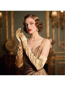 1 Pair Bridal Satin Gloves, Elegant Evening Party Gloves, High-End Luxury Formal Gala Gloves - Multicolor - View 2