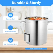 35L/30 Quart Stainless Steel Stock Pot, Large Cooking Pots Canning Cookware With Stainless Steel Lid, Cookware Sauce Pot Soup Pot Grade Stockpot For Storing Various Liquid Soup, Rice, Flour - Silver - View 6