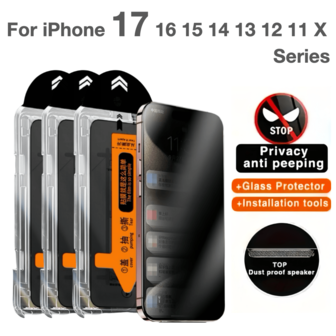 MIAOTIEMO 1-5Pcs One-Click Installation Anti-Spy Privacy Tempered Glass Compatible With Apple 11/12/13/14/15/16/16e/17/Plus/Pro/Pro Max/Mini