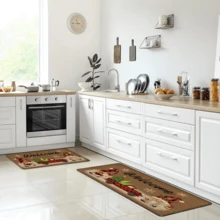 1 pièce Tapis de cuisine en lin imprimé motif elfe, décoration et cadeau de Noël, tapis en polyester rectangle imprimé en 3D pour le salon, la chambre, le couloir, la salle de bain, la buanderie - décoration d'intérieur et d'extérieur