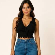 Women's Cropped Blouse In Modal Knitwear - Stylish And Versatile Top For Summer | Fashion Launch - Negro - Ver 3