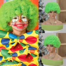 1pc Men's Curly Wig, Party Costume Wig, Unisex Curly Explosion Head Colorful Wig, Rainbow Color, Fan Wig, Disposable Wig, Easy To Wear, High Cost-Performance