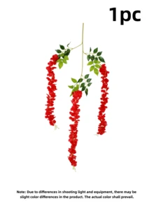 Decoración del hogar dulce 43" Ramo artificial de flor de glicinia de seda, vid artificial de glicinia de seda colgante, guirnalda colgante para decoración de boda, tallo de flor colgante, 6 ramas, flores de glicinia de primavera, flores de boda (Burdeos) - Burdeos - Ver 9