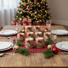 8 buc. decorațiuni de Crăciun, suport pentru lumânări tip pastilă din lemn cu lumânări tip pastilă, semn de Crăciun fericit pentru petrecere de sărbători, Anul Nou, Halloween, decorațiuni de Crăciun, nuntă, aniversare, cadouri de petrecere pentru petrecerea burlăcițelor, cadouri de Crăciun