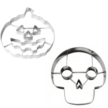 2 Stücke Edelstahl Halloween Ausstechformen - Kürbis & Geister Formen, geeignet für Halloween Fondant Kekse, Gebäck, Party Torten Dekoration - Silber - Übersicht 16