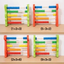 1 pieza Abaco de dinosaurio de dibujos animados y conejo, abaco de madera de 5 cuentas adecuado para el aula, cuentas de colores para matemáticas educativas, herramienta de conteo, regalo educativo de matemáticas preescolares con tabla de multiplicar - Multicolor - Ver 6
