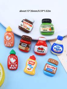 10/30个随机混合迷你卡通树脂DIY可爱迷你果汁瓶、马卡龙瓶装饰树脂摆件配件、奶油胶材质发夹配件 - 卡通款 - 查看 7