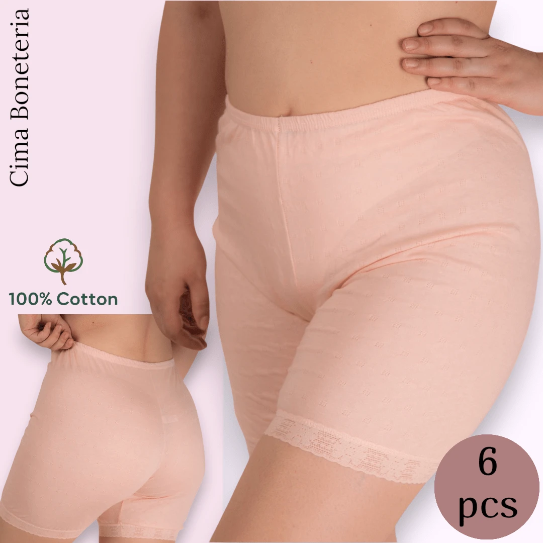 CIMA BONETERIA 6pza Blumer para mujer 100% algodon ropa para dormir fondo para vestidos short comodo no aprieta para adulto mayor suave - Multicolor - Ver 1