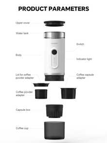 KONMO Máquina de espresso portátil KONMO, calentamiento inalámbrico para extracción en caliente y frío, uso dual de cápsulas de café en polvo