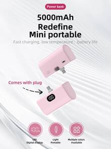 Pin dự phòng di động siêu nhẹ 5000mAh, thiết kế cắm trực tiếp Type-C, trọng lượng cực nhẹ chỉ 100g, đầu ra ổn định 5V/2A. Thích hợp để sạc nhiều thiết bị điện tử như iOS 17/16, iPad, tai nghe, loa, v.v. Cắm và sử dụng ngay, không cần dây cáp. Đầu nối Type-C tích hợp, có thể sạc và sử dụng ở bất cứ đâu. Lý tưởng cho việc đi làm, du lịch, sinh viên, hoạt động ngoài trời và môi trường kinh doanh - Kiểm tra dễ dàng. Màn hình hiển thị nguồn điện ngoài trời - Hồng - Xem 2