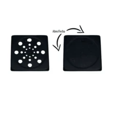 Ralo quadrado abre e fecha 10x10 PRETO tampa grelha ABS para banheiro - Multicolorido - Visão 2