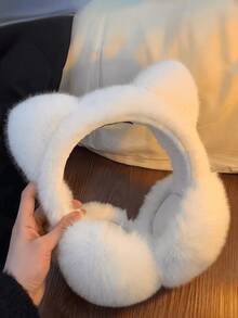 1pc Winter Ear Muffs Cute Warm Cat Ear Earmuffs Plush Windproof Earmuffs Foldable Ear Covers Accessories For Winter Ear Cover For Winter White Ear Muffs