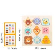 几何拼图/花卉拼图，选择一款 - 蒙特梭利早教几何形状匹配拼图镶嵌板，儿童玩具，益智，适合男孩和女孩 - 彩色 - 查看 12