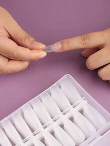 FULL BEAUTY 240 片长棺材透明假指甲按压指甲美甲用品短指甲 - 無色 - 查看 9