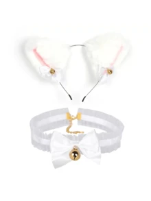 2 件/1 件万圣节服装道具洛丽塔女仆猫耳头带发带铃铛蝴蝶结发饰角色扮演动漫猫耳头带项圈可爱猫咪铃铛发带派对拍照道具