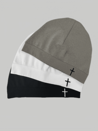 Cross Embroidered Beanie Hats Skull Cap Streetwear Hiking Outdoor Sports Travel Hip Hop Rap Casual Four Seasons Wearable Unisex Soft Knit Lightweight Breathable Warm Comfortable Versatile All Season Fashion Headwear For Men Women