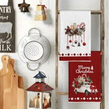 2pcs Christmas Tree & Snowman Print Kitchen Towels, Machine Washable, Reusable, Kitchen Accessories, Top Choice For Christmas Kitchen Decor - Multicolor - View 6
