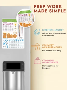 1pc Kitchen Conversion Chart Magnet - Measurements Conversion Chart - Baking Supplies Baking Accessories Cooking Gadgets - Kitchen Gadgets Has A Strong Magnet And Clear Print, Sticking Easily To Fridges For Quick Measurement Checks While Cooking. - White - View 6