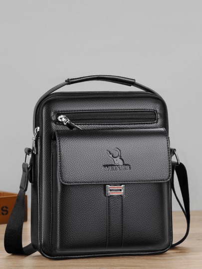 New Fashion Large Capacity Retro Men's Single Shoulder Bag Business Bag PU Leather Messenger Bag Zip