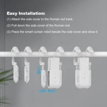1 Stück WLAN Smart Vorhang Roboter mit Sprachsteuerung, App Fernbedienung, Alexa & Home Kompatibilität, USB Aufladung, ABS Material, einfache Installation (geeignet für Römische Stange/T/U Schiene 3-in-1)