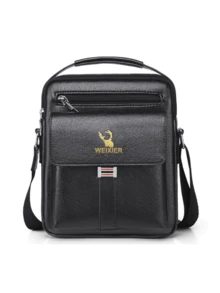 New Fashion Large Capacity Retro Men's Single Shoulder Bag Business Bag PU Leather Messenger Bag Zip