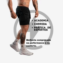 KIT 3 Men's Shorts 2 In 1 For The Gym  Training Imported Shorts Black Gray Navy - Đen-Xám-Xanh nước biển - Xem 4