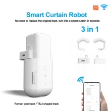 1 Stück WLAN Smart Vorhang Roboter mit Sprachsteuerung, App Fernbedienung, Alexa & Home Kompatibilität, USB Aufladung, ABS Material, einfache Installation (geeignet für Römische Stange/T/U Schiene 3-in-1)