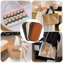1pc Crochet Bag Bottom, DIY Woven Bag Bottom Accessory, Oval Bag Bottom Pad, Knitting Crochet Bottom, With Holes For Handbag, Wallet, Shoulder Bag