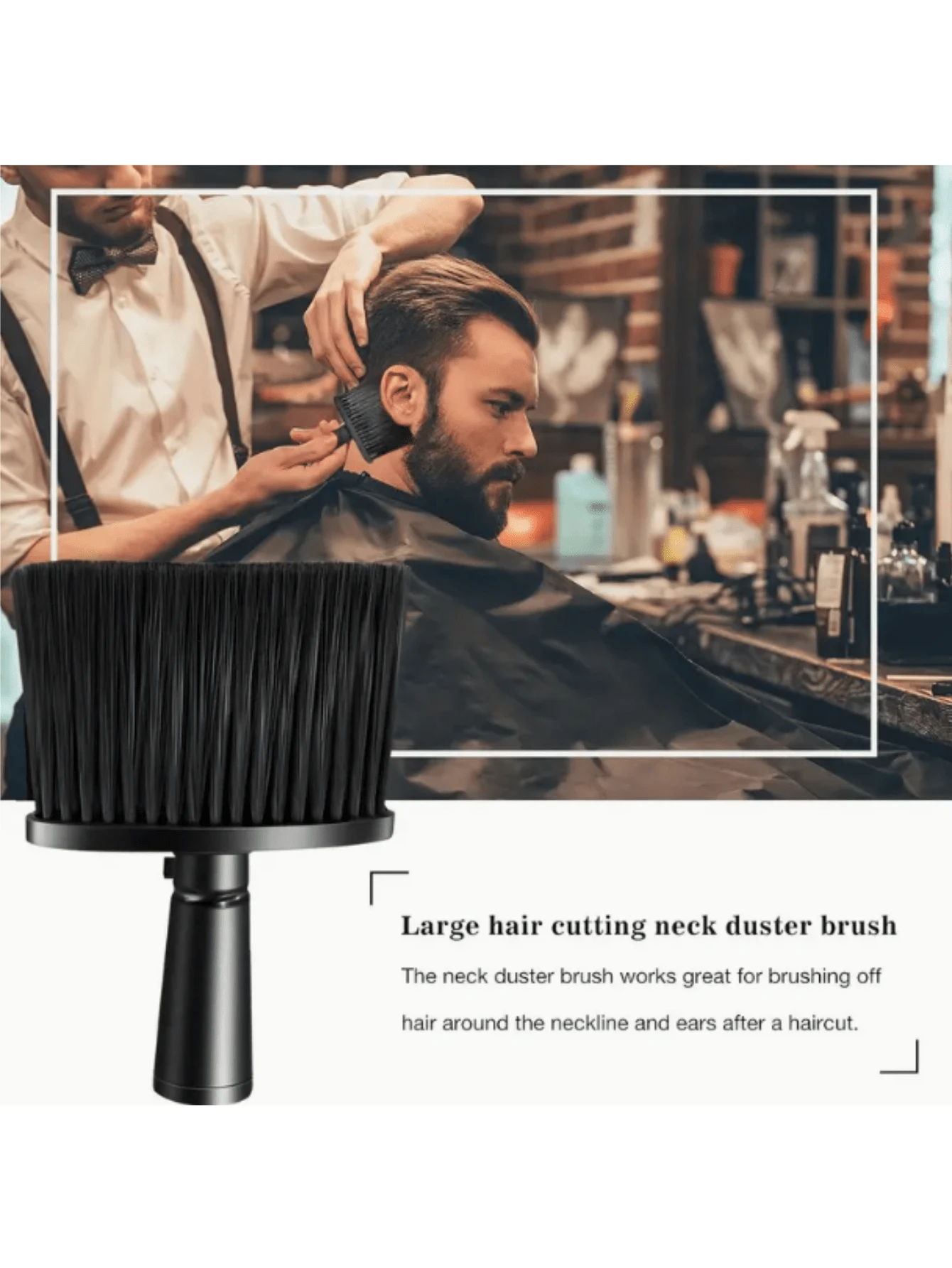 1 szt. Profesjonalna szczotka fryzjerska do karku – wysokiej jakości miękkie włosie, ergonomiczna rączka, niealergizujące narzędzie do stylizacji i akcesorium do pielęgnacji brody, unisex (przenośna konstrukcja), delikatna szczotka do włosów, odpowiednia dla skóry wrażliwej, niezbędna do szkoły, podróży i na wakacje - Czarne - Zobacz 1