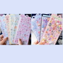 Stickers Cute 8-Piece Set 3D Reward Stickers Glitter Girl Decorative Stickers For Mobile Phone Decoration DIY Notepad With Sticky Handicraft Supplies Gifts