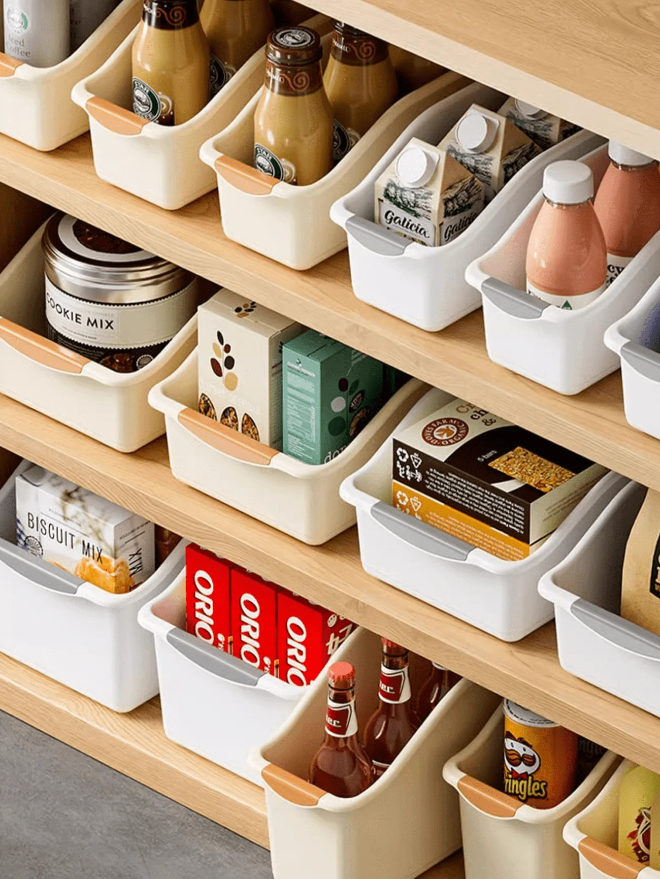 1pc Multifunctional Plastic Storage Box, Kitchen Wall Storage Container, White Modular Under-Sink Organizer For Home Cabinets, Double-Layer Sliding Baskets With Hooks, Rust-Resistant, Suitable For Narrow Bathrooms, Kitchens, And Office Spaces. This Versatile Plastic Storage Box Features A Handle And Optional Wheels, Is Stackable And Durable, Perfect For Storing Spices, Snacks, And Canned Goods In The Kitchen; - Multicolor - View 1