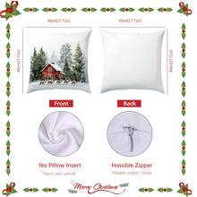 4pcs Christmas Minimalist Watercolor Farm Christmas Tree, Pine, Reindeer Pillow Cover Set, Single-Sided Printed Peach Velvet Polyester Material, 45*45CM/18*18inch Cushion Cover Suitable For Room Decor, Modern Minimalist Sofa Living Room Decor, Gift, Party Decoration - Multicolor - View 2