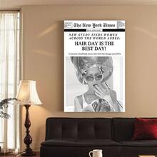 Framed 2D Canvas Modern Wall Art 1pc Vintage Canvas Prints Poster , Hair Salon Poster, Hairdressing Wall Print, Newspaper Print, Hairstylist Gift, Hair Stylist Quote, Hair Salon Wall Art, Salon Art Hair Print,  Flat - Framed(框架) - 查看 2