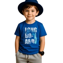 Children's T-Shirt Short Sleeve Blouse Printed Longboard 100% Cotton Unisex Children's Shirt - 寶藍色 - 查看 2