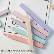 6/12pcs Random Color Muted Neon Highlighter Pens, Rich Color Vintage Style Bright Markers, Large Ink Capacity, Suitable For Students Back To School