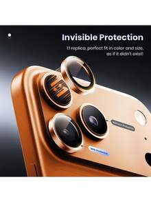 Yezodawee 6pcs Camera Lens Protector Film For IPhone 17 Pro/17 Pro Max, Metal Material Independent Camera Cover Accessory, Compatible With Phone Case (Starry Orange) - 6pcs - View 3