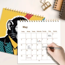 GDTME 2026 Pop Art Theme Calendar, Upgraded Pearlescent Version With Gold Metal Rings, Dated And Marked Holidays, Animal Art Illustrations, Suitable For Office, Living Room, Bedroom, Gift For Friends And Family