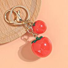 Fashionable Fruit Pendant, Realistic 3D Tomato Keychain, Cute Bag Charm, Key Decoration, Anti-Lost Keychain Small Gift, Suitable For Handbag, Backpack, Luggage And Birthday Party Supplies, Novelty Wallet Charm Christmas Bag Charms Car Accessories Teacher Friend Sister Gift Ideas